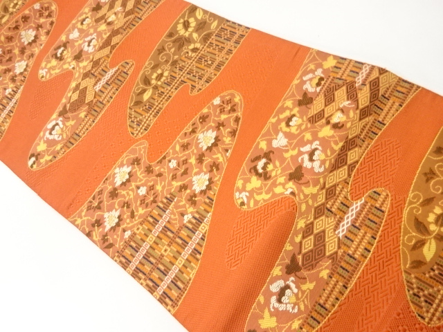 JAPANESE NAGOYA OBI / WOVEN FLORAL PLANTS